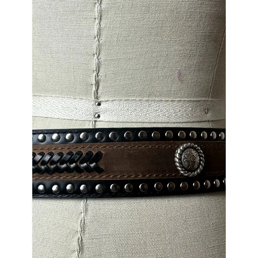Western Black Brown Leather Men's Size 42